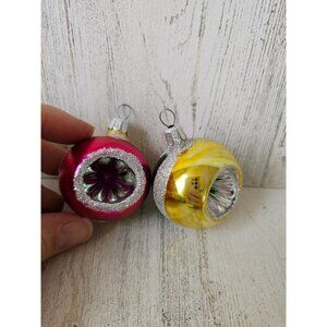 Vintage stripes mini indent ball glitter ornament mercury glass glitter reflecto